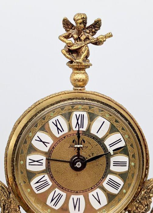 Klok - Porselein, Onyx, Messing - 1930-1940, Antiek en Kunst, Curiosa en Brocante