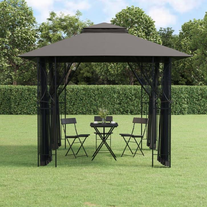 vidaXL Prieel met zijwanden 300x300x270 cm staal, Tuin en Terras, Partytenten, Nieuw, Verzenden