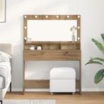vidaXL Make-up Tafel met LED Verlichting in Artisan Eik,, Huis en Inrichting, Tafels | Kaptafels, Verzenden, Nieuw