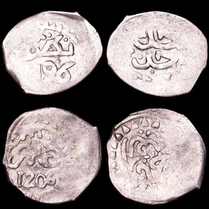 Marokko. Sidi Mohammed III. Lot comprising 2x silver, Postzegels en Munten, Munten | Azië