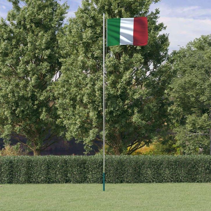 vidaXL Vlag met vlaggenmast Italië 6,23 m aluminium, Diversen, Vlaggen en Wimpels, Nieuw, Verzenden