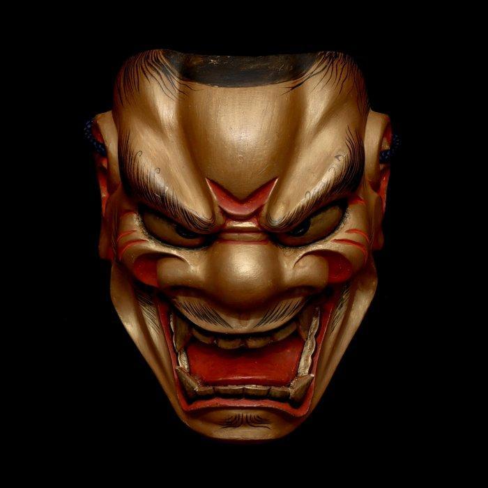 Japan Wooden Noh Mask of Shishiguchi   - sculptuur Hout, Antiquités & Art, Antiquités | Autres Antiquités