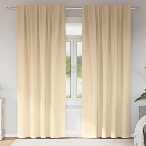 vidaXL Gordijnen met gordijnen 2 pcs Crème 260 x 140 cm, Huis en Inrichting, Stoffering | Gordijnen en Lamellen, Nieuw, Verzenden