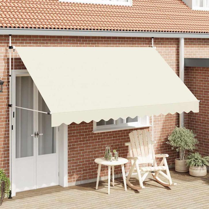vidaXL Luifel handmatig uittrekbaar 350 cm crème, Jardin & Terrasse, Protection solaire, Envoi
