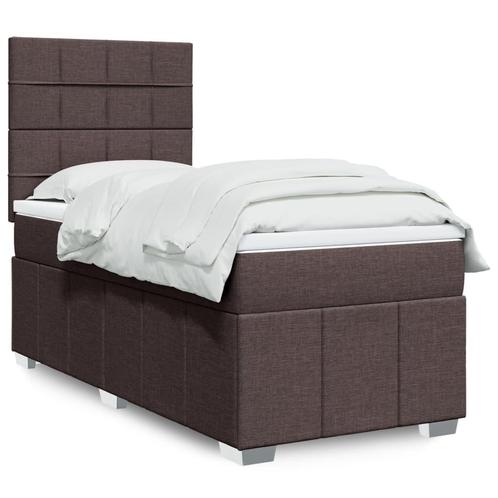 vidaXL Boxspring met matras stof donkerbruin 80x200 cm, Huis en Inrichting, Slaapkamer | Bedden, Nieuw, Verzenden