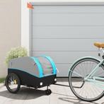 vidaXL Fietstrailer 45 kg ijzer zwart en blauw, Fietsen en Brommers, Verzenden, Nieuw