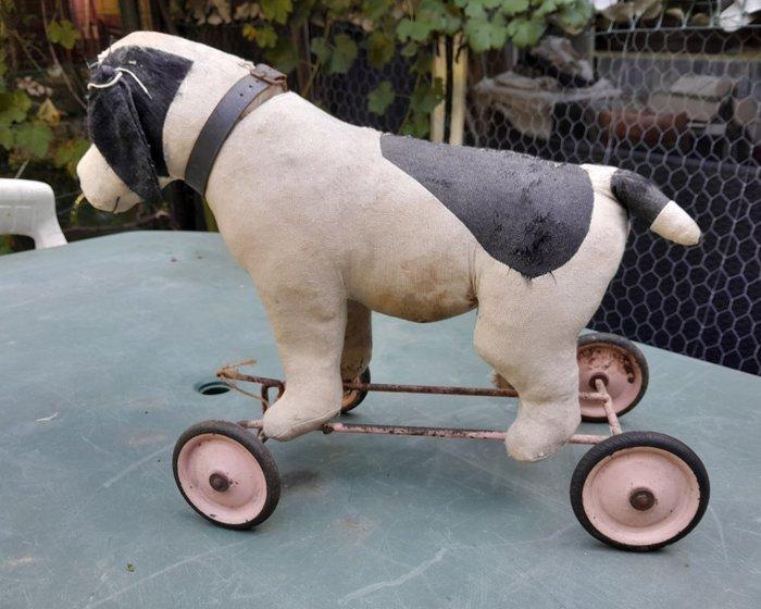 autre - Pluche dier Chien en peluche sur roulettes -, Antiek en Kunst, Antiek | Speelgoed