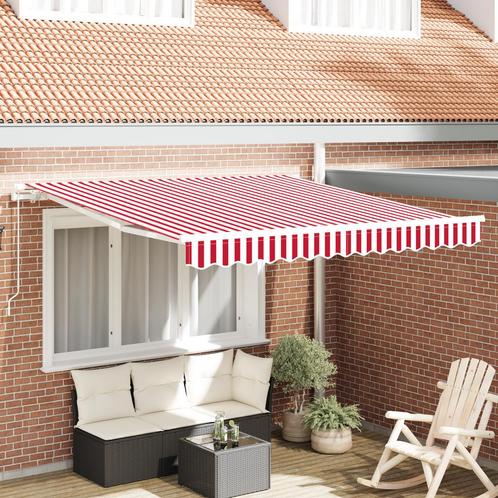 vidaXL Handmatige Inklapbare Luifel Rood en Wit Gestreept, Tuin en Terras, Zonneschermen, Nieuw, Verzenden