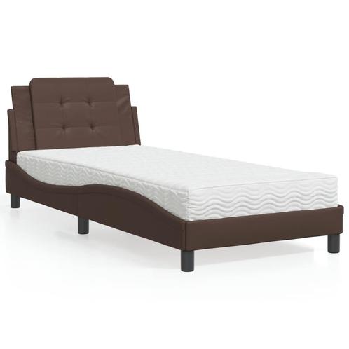 vidaXL Bed met matras kunstleer bruin 90x200 cm, Maison & Meubles, Chambre à coucher | Lits, Envoi