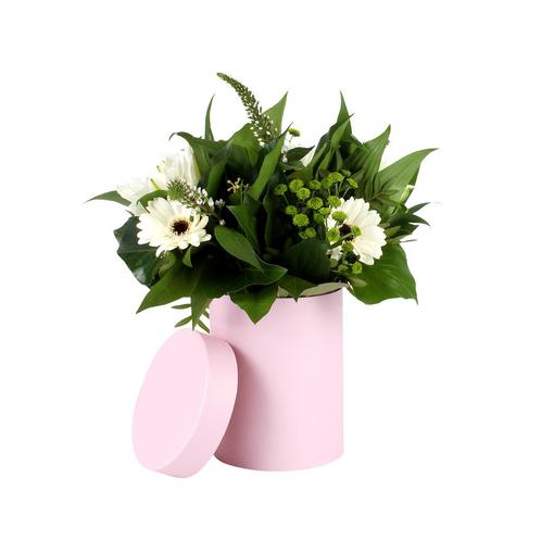 Bloemendoos hoedendoos karton ø13xh17cm roze schattig, Huis en Inrichting, Woonaccessoires | Kunstplanten en Kunstbloemen, Nieuw