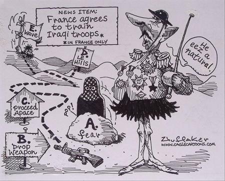 Pentekening Amerika - Frankrijk traint troepen (lijst optie), Antiek en Kunst, Kunst | Tekeningen en Fotografie, Verzenden