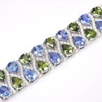 Armband - 18 karaat Witgoud - 26.79ct. tw. Saffier - Diamant