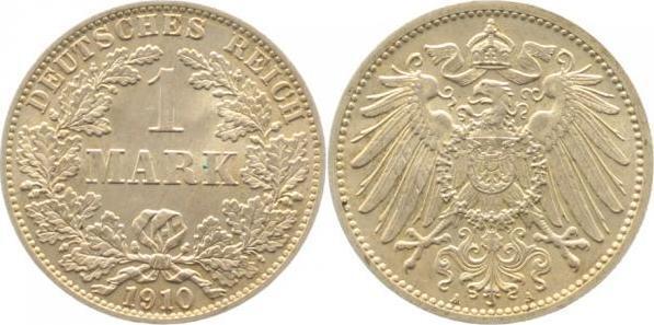 Duitsland 1 Mark 1910 A J 017 Kaiserreich zilver, Timbres & Monnaies, Monnaies | Europe | Monnaies non-euro, Envoi