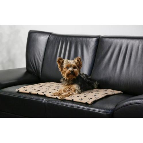 Hondendeken stella 140x100 cm beige met pootafdrukken -, Dieren en Toebehoren, Honden-accessoires, Nieuw