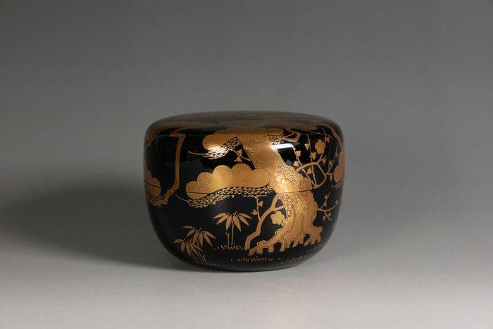 Pine Design Maki-e vlakke Natsume met zilverkleurige rand, Antiek en Kunst, Antiek | Overige Antiek