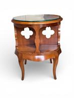 Tafel - Hout, Glas - Halvemaanvormige guéridon vintage, Huis en Inrichting, Nieuw