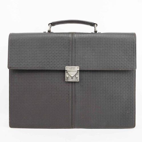 Gianni Versace - Vintage Structured Leather Briefcase – Dark, Handtassen en Accessoires, Tassen | Damestassen