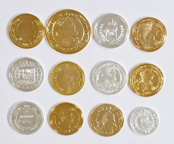Spanje. Medal Lote 12 reproducciones de monedas españolas, Timbres & Monnaies, Monnaies | Europe | Monnaies non-euro