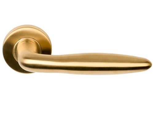 Deurklink BASICS LBXVIIIH op ronde rozet PVD mat goud, Doe-het-zelf en Bouw, Hang- en Sluitwerk, Klink of Kruk, Nieuw, Overige materialen