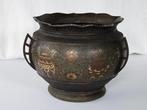 Bloempot - Brons met emaille - Japan, Antiek, Champlevé