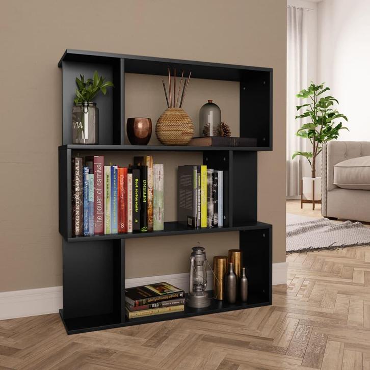 vidaXL Boekenkast/kamerscherm 80x24x96 cm bewerkt hout zwart, Huis en Inrichting, Kasten | Boekenkasten, Nieuw, Verzenden