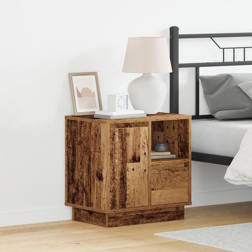 vidaXL Nachtkastjes met LED Verlichting 2 stuks Oud Hout, Huis en Inrichting, Slaapkamer | Nachtkastjes, Nieuw, Verzenden