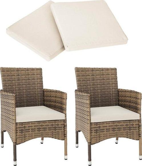 Tweedekans | tectake® Set van 2 Wicker Tuinstoelen – Incl., Tuin en Terras, Tuinsets en Loungesets, Ophalen of Verzenden