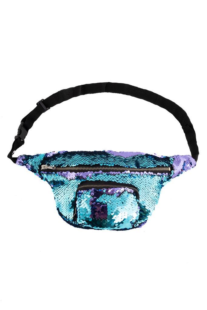 Heuptasje Rond Voorvak Pailletten Lichtblauw Lila Heuptas Se, Handtassen en Accessoires, Tassen | Damestassen, Nieuw, Ophalen of Verzenden