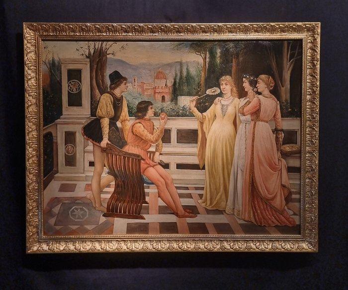 Scuola Toscana (XX) - Nobilta fiorentina - XL format, Antiek en Kunst, Kunst | Schilderijen | Klassiek