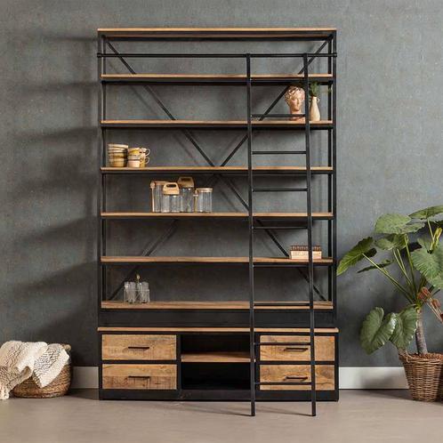 Boekenkast Mangohout Marvin 160x225 cm, Huis en Inrichting, Kasten | Boekenkasten, 50 tot 75 cm, Nieuw, Overige houtsoorten, 200 cm of meer