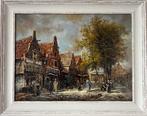 K Hoppe (XX) - Figures in a town street, Antiek en Kunst