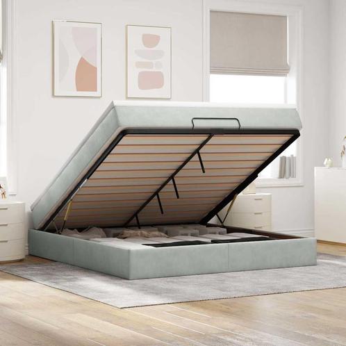 vidaXL Ottoman bed met matras 160x200cm fluweel lichtgrijs, Huis en Inrichting, Slaapkamer | Bedden, Nieuw, Verzenden