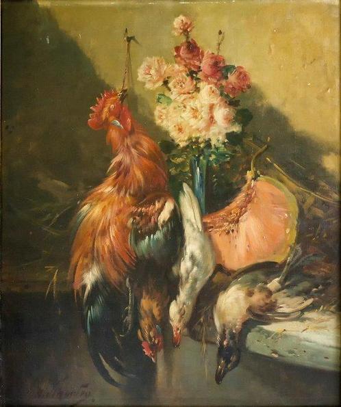 Henry & Paul Schouten (XIX-XX) - Nature morte .aux volailles, Antiquités & Art, Art | Peinture | Classique