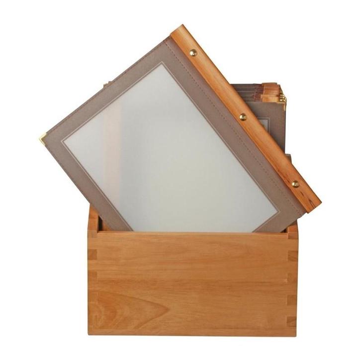 Menu mappen set met bruine houten box | A4 formaat | Incl., Zakelijke goederen, Horeca | Keukenapparatuur, Nieuw in verpakking