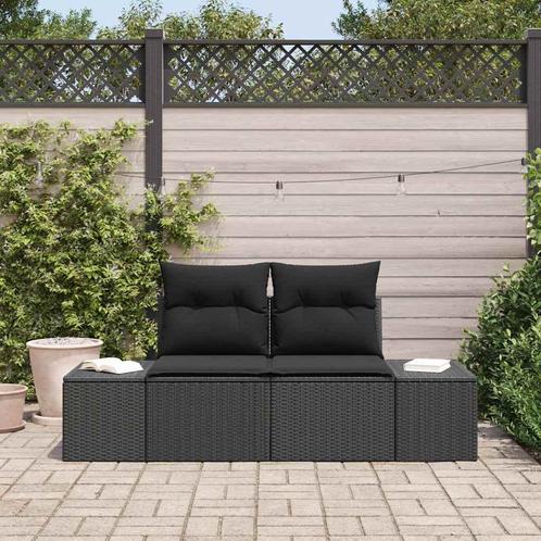 vidaXL Tuin Sofa met kussen Zwart 123 x 62 x 69cm poly, Tuin en Terras, Tuinsets en Loungesets, Nieuw, Verzenden