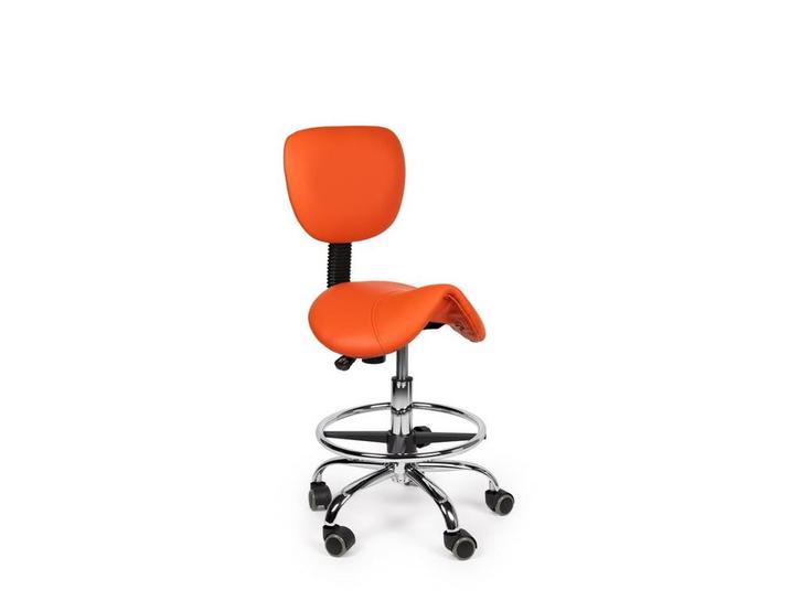 Zadelkruk met Rugleuning Oranje - Laag + Voetsteun, Huis en Inrichting, Krukjes, Nieuw, In hoogte verstelbaar