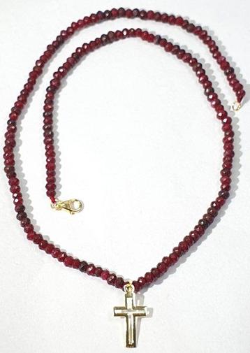 Cruz Plata 925 verguld en Rubí Ketting - Sluiting van 925