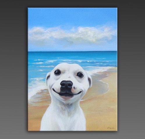 Gala - Dog animal painting - Selfie, Antiek en Kunst, Kunst | Schilderijen | Modern