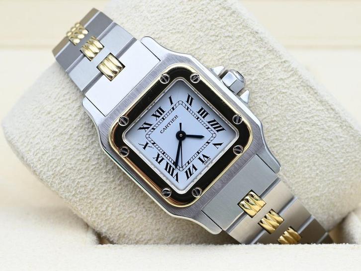 Cartier Santos Ref. 0902 Year 2000s (Box), Handtassen en Accessoires, Horloges | Dames, Goud, Zo goed als nieuw, Goud, Overige merken