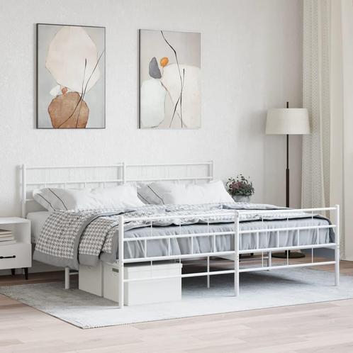 vidaXL Bedframe met hoofd- en voeteneinde metaal wit 180x200, Huis en Inrichting, Slaapkamer | Bedden, Nieuw, Verzenden