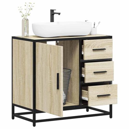 vidaXL Wastafelkast 65x33x60 cm bewerkt hout sonoma, Huis en Inrichting, Badkamer | Badkamermeubels, Nieuw, Verzenden