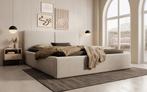 Meubella | Tweepersoonsbed 160x200 beige ribstof, Maison & Meubles, Chambre à coucher | Lits, Verzenden