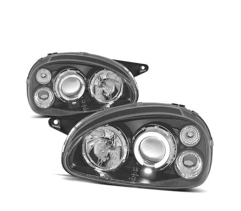 Phares Pour Opel Corsa B 93-00 Angel Eyes Fond Noir H1 H1, Auto-onderdelen, Verlichting, Verzenden