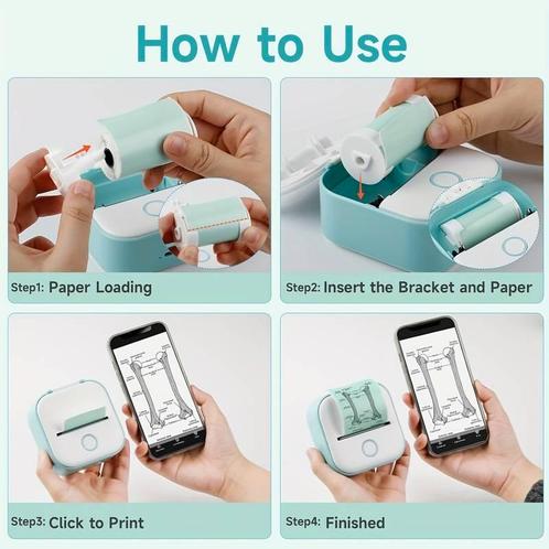 Mini fotoprinter zwartwit labelprinter labelmaker witgroen, Huis en Inrichting, Woonaccessoires | Kunstplanten en Kunstbloemen