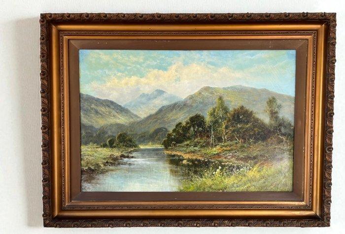 Daniel Sherrin. (1868-1940) - A Highland lakeland landscape, Antiek en Kunst, Kunst | Schilderijen | Klassiek