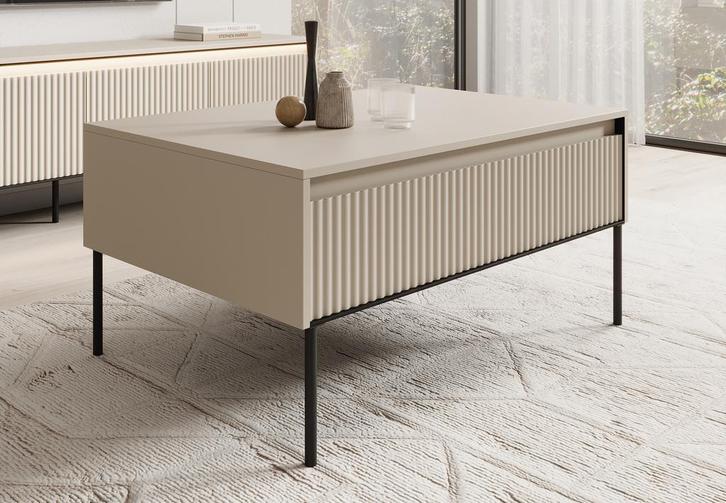 Meubella Salontafel Timoteo beige 100cm, Huis en Inrichting, Tafels | Salontafels, Nieuw, 50 tot 100 cm, 50 tot 75 cm, Verzenden