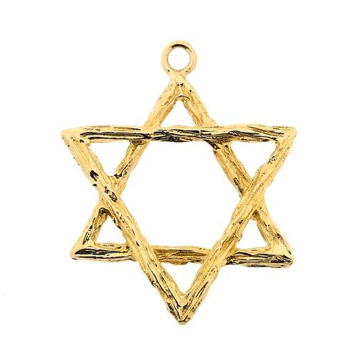 Gouden hanger van een Davidster (religieus, kettinghanger), Handtassen en Accessoires, Bedels, Gebruikt, Overige merken, Goud
