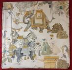 300x280cm! Exclusieve Indiase stof met paarden en olifanten, Antiek en Kunst