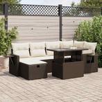 vidaXL 7-delige Loungeset met kussens poly rattan bruin, Tuin en Terras, Verzenden, Nieuw, Loungeset