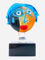 Guidotti - Sculpture, Viso Picasso Style - 9.5 cm - Le verre, Antiquités & Art, Antiquités | Verre & Cristal